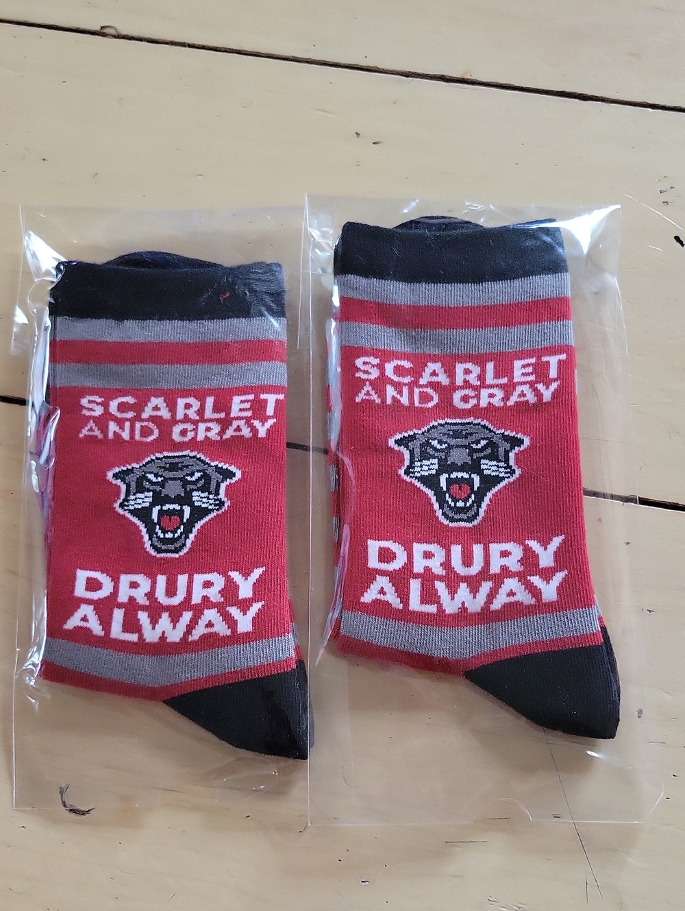 🌺3 For $10 Drury College Scarlet and Gray Drury Alway Women's Crew Socks